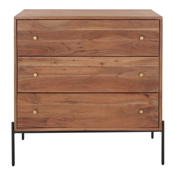 Safavieh Dowling 3 Drawer Chest; Brown & Black - CHS9002A
