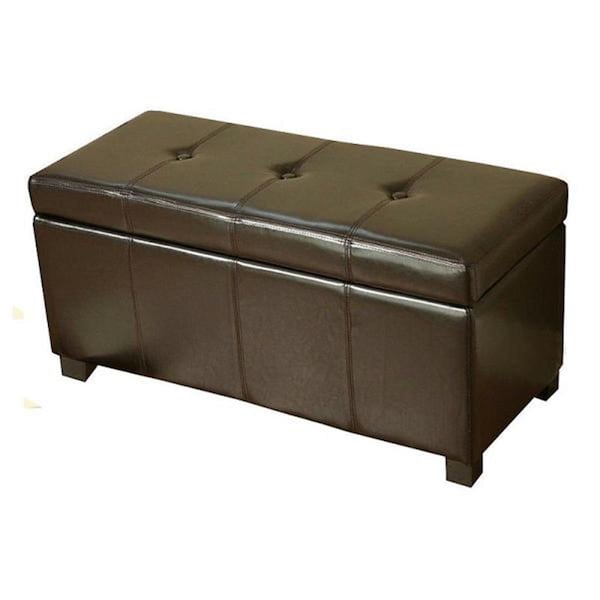 Warehouse Of Tiffany Ariel Brown Leather Storage Bench - WT-M1157-WB BROWN
