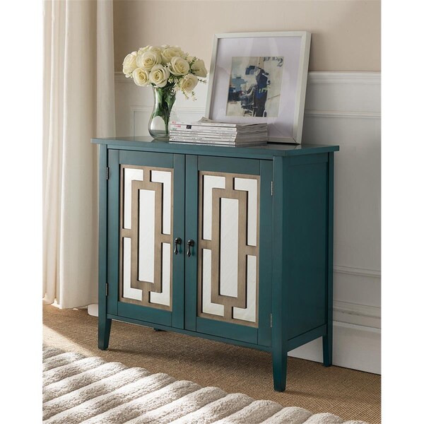 D2D Technologies 30 x 32 x 15 in. Wood Door Console Table - Antique Blue - D22589232