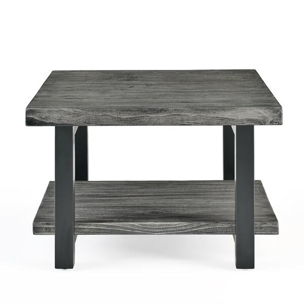 Alaterre Furniture Pomona 27" Metal and Wood Square Coffee Table, Slate Gray - AMBA13SG