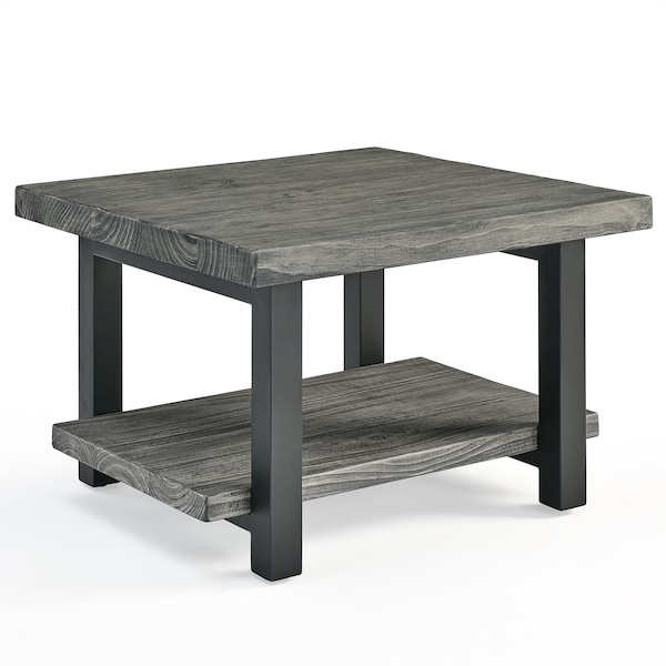 Alaterre Furniture Pomona 27" Metal and Wood Square Coffee Table, Slate Gray - AMBA13SG