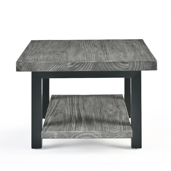 Alaterre Furniture Pomona 27" Metal and Wood Square Coffee Table, Slate Gray - AMBA13SG