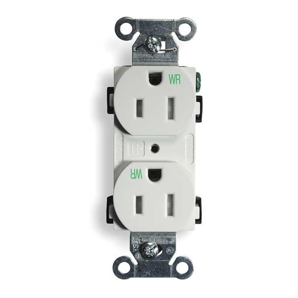 Hubbell 15A Duplex Receptacle 125VAC 5-15R WH - BR15WHIWRTR