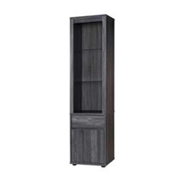 Benjara Wooden Curio Cabinet with 2 Glass Shelves, Gray - BM246846