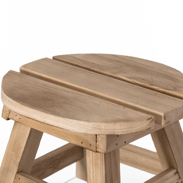 Vintiquewise Decorative Antique Wood Style Natural Wooden Accent Stool for Indoor and Outdoor - QI004290