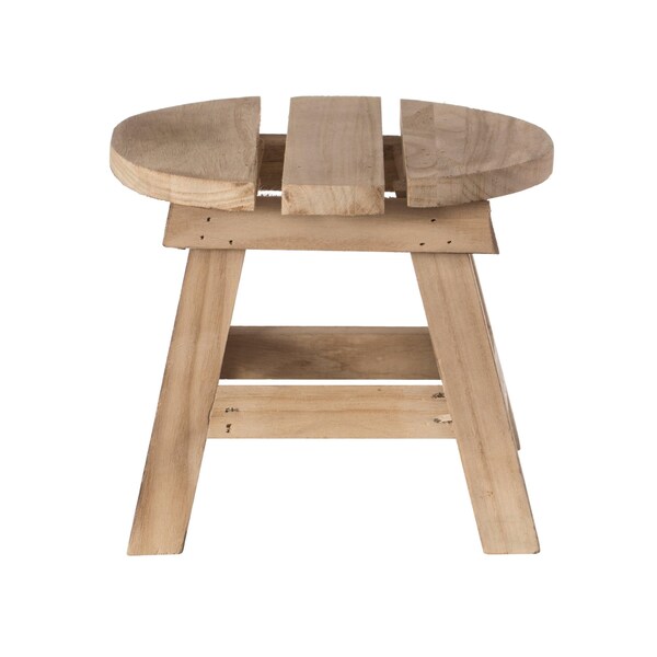 Vintiquewise Decorative Antique Wood Style Natural Wooden Accent Stool for Indoor and Outdoor - QI004290