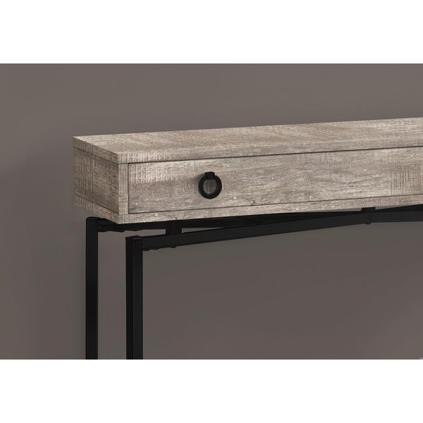 Homeroots 32.5 in. Taupe Reclaimed Wood Particle Board Accent Table with Black Legs - 333211