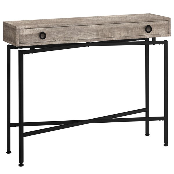 Homeroots 32.5 in. Taupe Reclaimed Wood Particle Board Accent Table with Black Legs - 333211