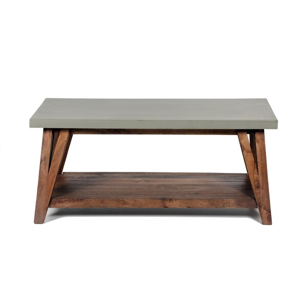 Alaterre Furniture Brookside 40"W Wood with Concrete-Coating Entryway Coat Hook and Bench - AWBS042470