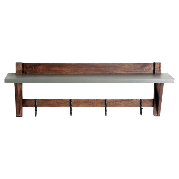 Alaterre Furniture Brookside 40"W Wood with Concrete-Coating Entryway Coat Hook and Bench - AWBS042470