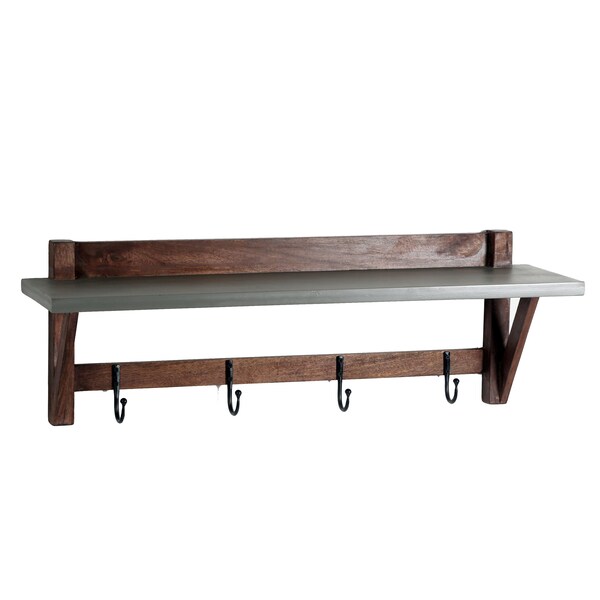Alaterre Furniture Brookside 40"W Wood with Concrete-Coating Entryway Coat Hook and Bench - AWBS042470