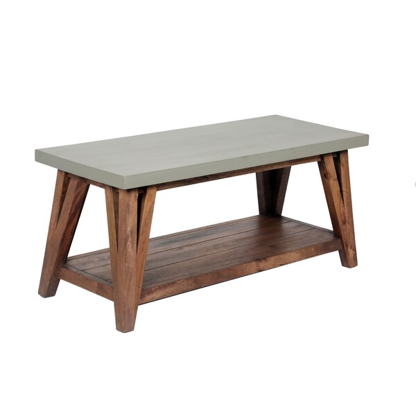 Alaterre Furniture Brookside 40"W Wood with Concrete-Coating Entryway Coat Hook and Bench - AWBS042470