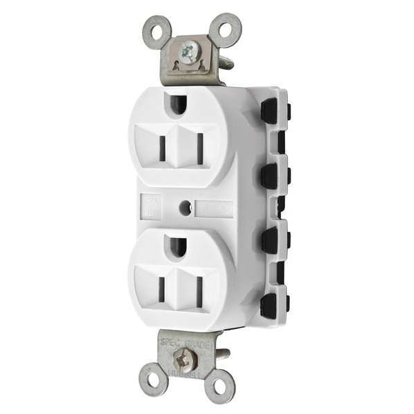 Hubbell 15A Duplex Modular Receptacle 125VAC 5-15R WH - SNAP5262WA