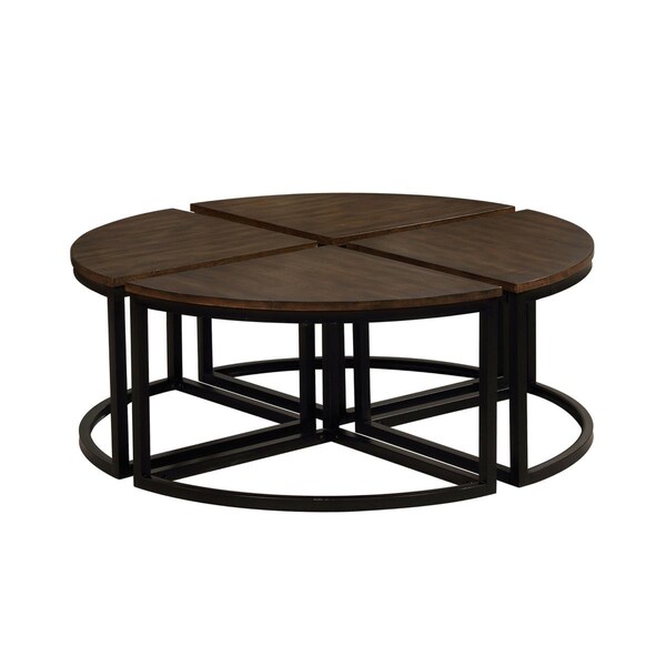 Kd Cama De Bebe Arcadia Acacia Wood Round Wedge Tables Antiqued Mocha - Set of 4 - KD3236255