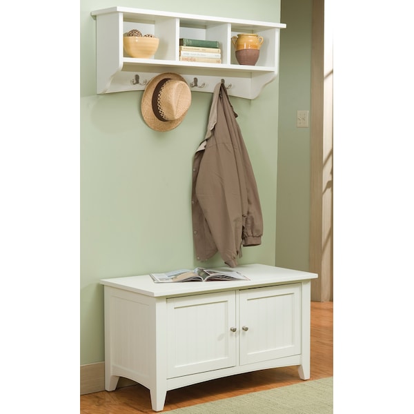 Alaterre Furniture Shaker Cottage Storage Coat Hook with Cabinet Bench Set, Ivory - ASCA0405IV