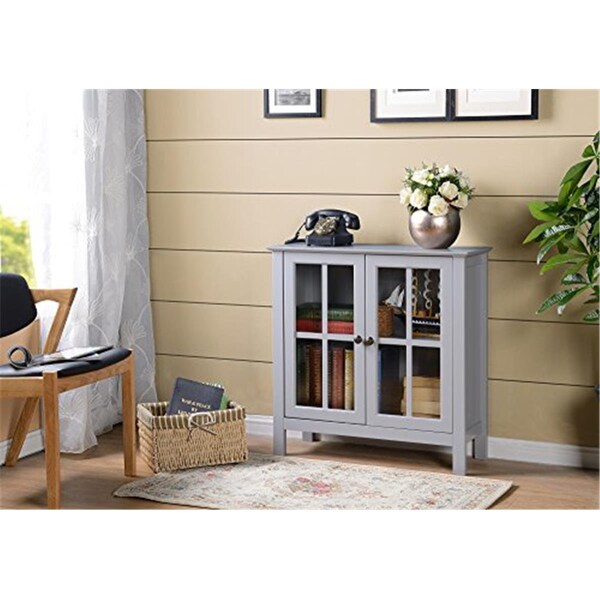 American Furniture Classics Glass Door Accent & Display Cabinet, Dark Gray - 22602