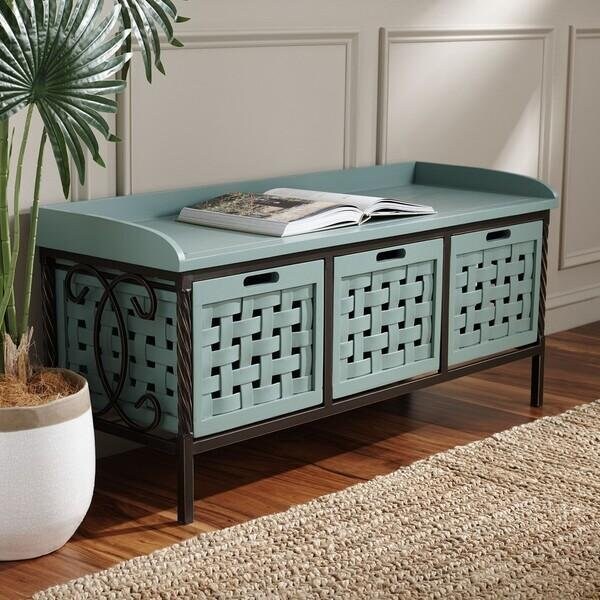 Safavieh Isaac Storage Bench, Dusty Green - AMH6530B
