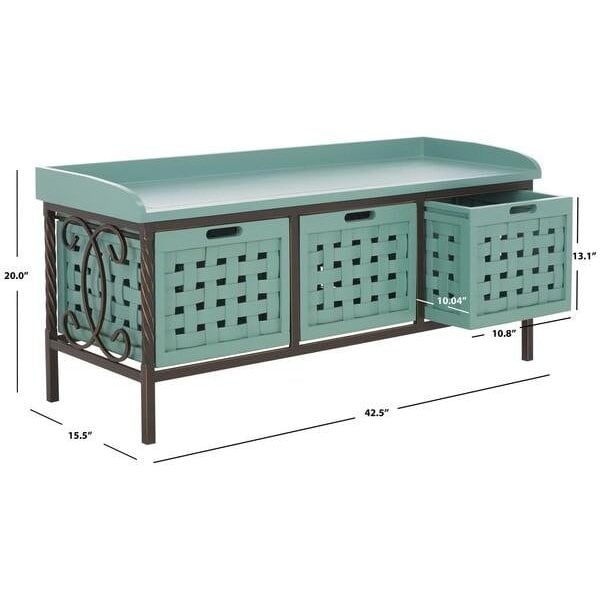 Safavieh Isaac Storage Bench, Dusty Green - AMH6530B