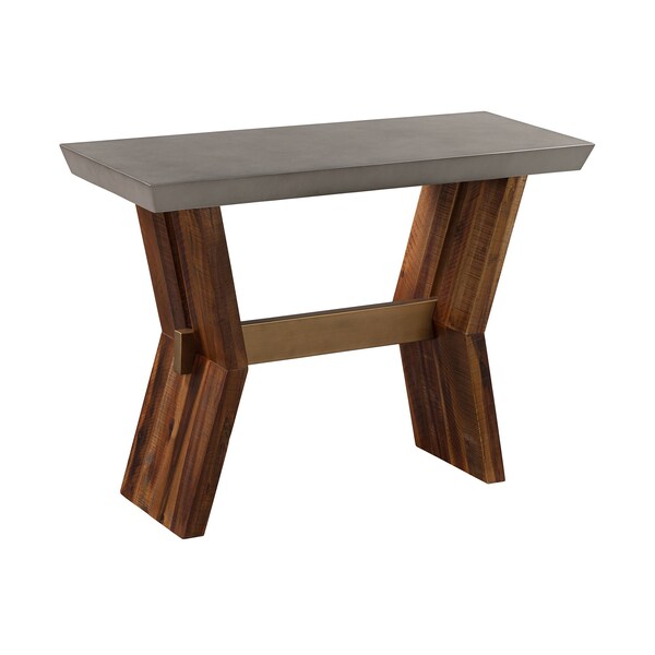 Armen Living Picadilly Rectangle Console Table in Acacia Wood and Concrete - LCPJCNCC