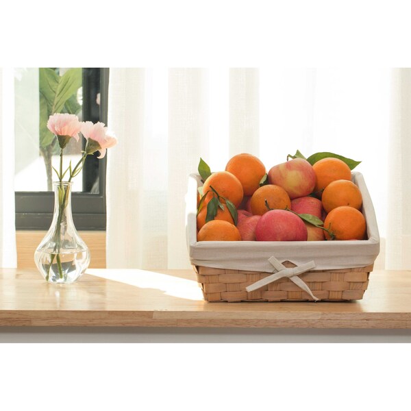 Vintiquewise Wooden Angled Display Basket with Fabric Liner for Storage and Display - QI003502.L