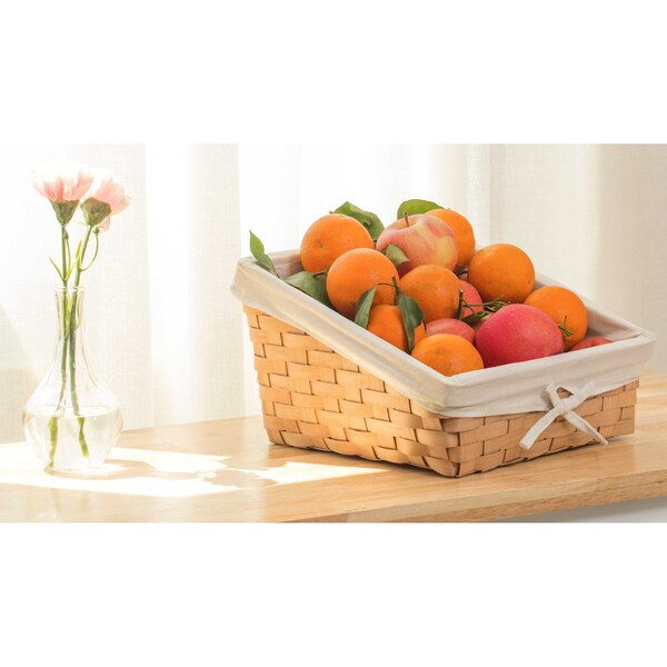 Vintiquewise Wooden Angled Display Basket with Fabric Liner for Storage and Display - QI003502.L