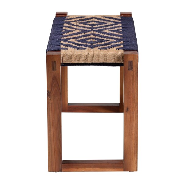 Bali & Pari Prunella Modern Bohemian Two-Tone Seagrass and Acacia Wood Accent Bench - 240-13460-ZORO