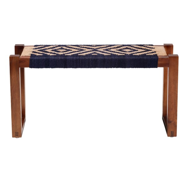 Bali & Pari Prunella Modern Bohemian Two-Tone Seagrass and Acacia Wood Accent Bench - 240-13460-ZORO