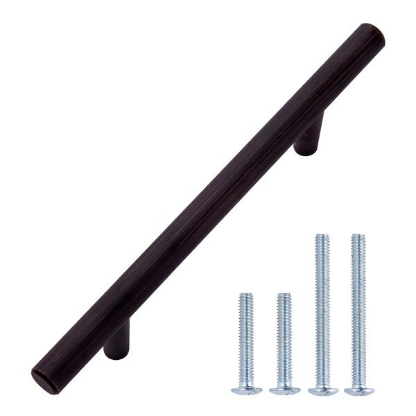 South Main Hardware Euro Bar Cabinet Handle (3/8" Diameter), 5.88" Length (3.5" Hole Center), Oil Rubbed Bronze, 10PK - SH686-OR-10