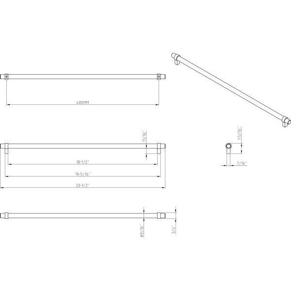 Jeffrey Alexander 480 mm Center-to-Center Satin Nickel Key Grande Cabinet Bar Pull - 5480SN