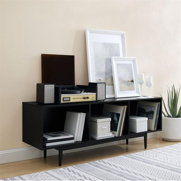 Crosley Furniture Record Storage Console Cabinet, Black - Large - CF1115-BK