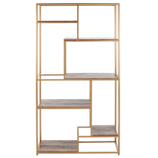 Safavieh 38 x 13 x 70.3 in. Rege 6 Shelf Etagere - Rustic Natural & Gold - ETG6402A