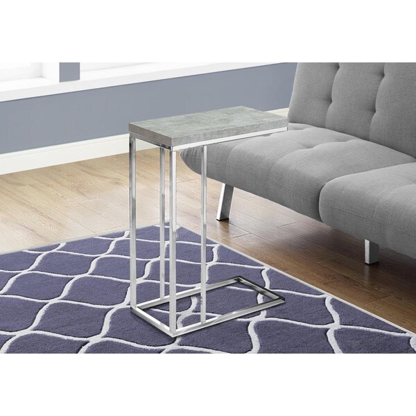 Gfancy Fixtures 25.25 in. Grey Cement Particle Board & Chrome Metal Accent Table - GF3094716
