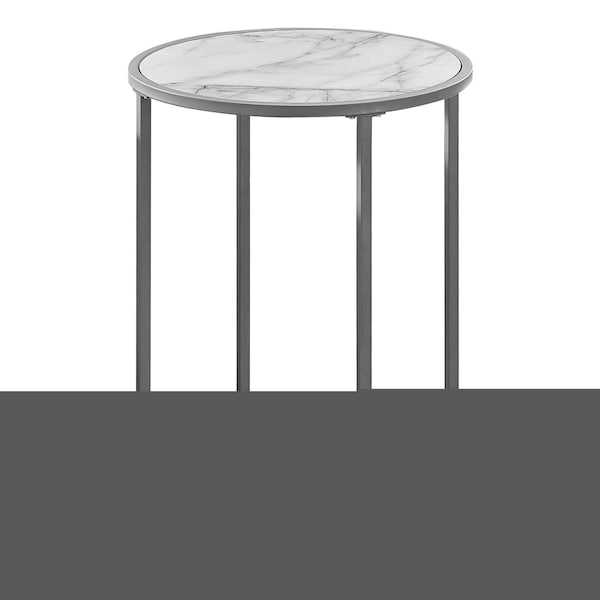 Daphnes Dinnette 18.25 x 18.25 x 24 in. Accent Table - White Marble-Look - Silver Metal - DA3070850
