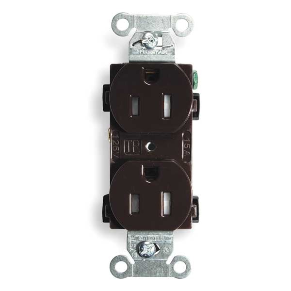 Hubbell 15A Duplex Receptacle 125VAC 5-15R BN - CR15TR