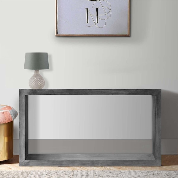 The Urban Port 52 in. Cube Shape Wooden Console Table with Open Bottom Shelf, Charcoal Gray - UPT-230675