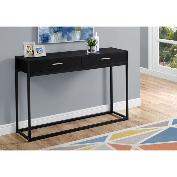 Homeroots 32 in. Black MDF & Black Metal Accent Table - 333246