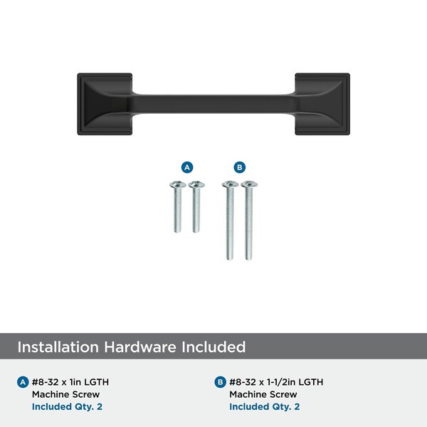 Amerock Exceed 3 inch 76mm Center-to-Center Matte Black Cabinet Pull - BP37375FB