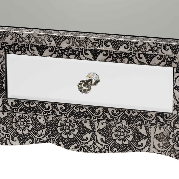 Baxton Studio Wycliff Industrial Glam and Luxe Silver Finished Metal and Mirrored Glass 2Drawer Console Table - 213-12007-ZORO