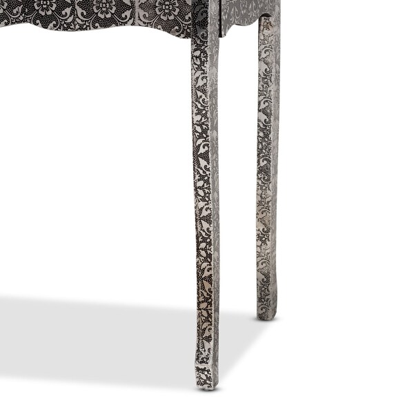 Baxton Studio Wycliff Industrial Glam and Luxe Silver Finished Metal and Mirrored Glass 2Drawer Console Table - 213-12007-ZORO