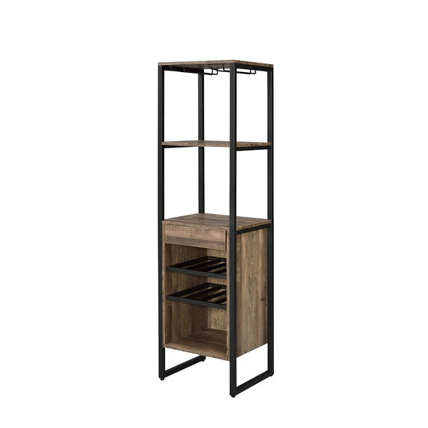 Acme Metal 1-Drawer Wine Rack with 5 Shelves in Weathered Oak - ER-058OAK