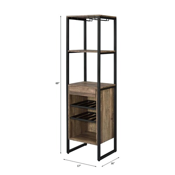 Acme Metal 1-Drawer Wine Rack with 5 Shelves in Weathered Oak - ER-058OAK
