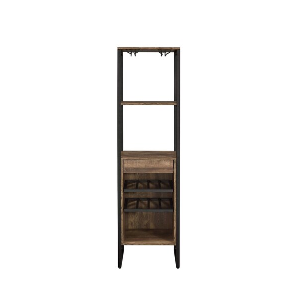 Acme Metal 1-Drawer Wine Rack with 5 Shelves in Weathered Oak - ER-058OAK