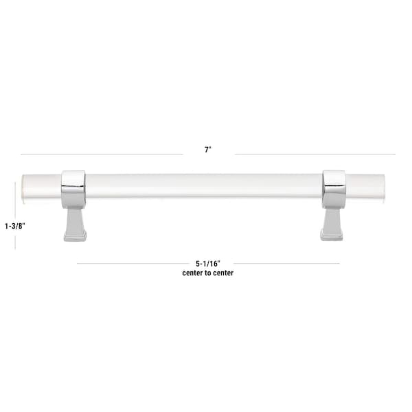 Gliderite Hardware 5-1/16 in. Center to Center Clear Acrylic Cabinet Pull Polished Chrome, 5PK - 4718-128-PC-5