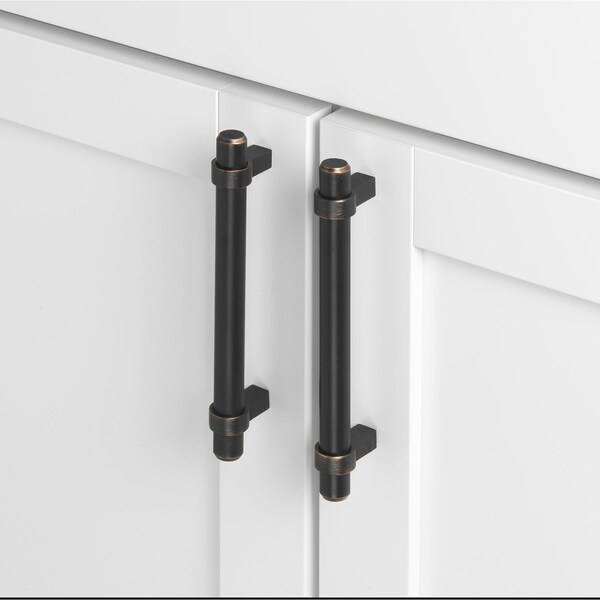 Gliderite Hardware 5-1/16 in. Center to Center Oil Rubbed Bronze Solid Steel Bar Pull - 4007-128-ORB, 5PK - 4007-128-ORB-5