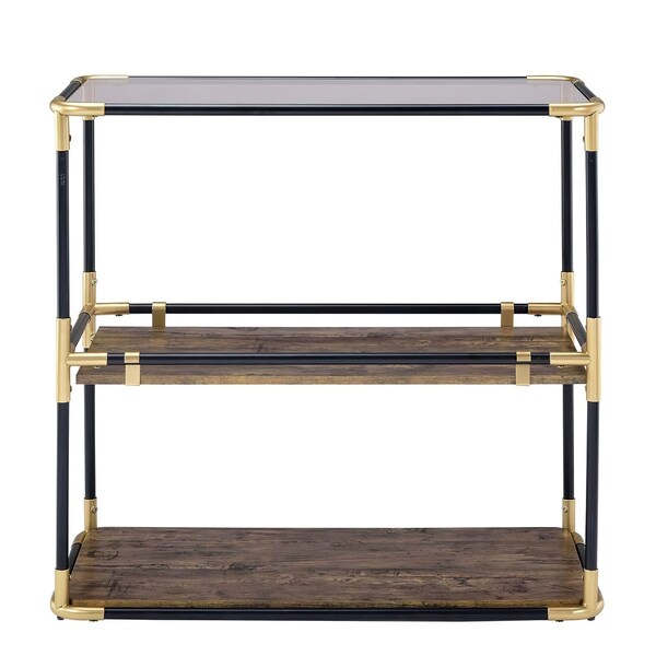 Acme Console Table in Black Gold and Smoky Glass - ER-0177BN
