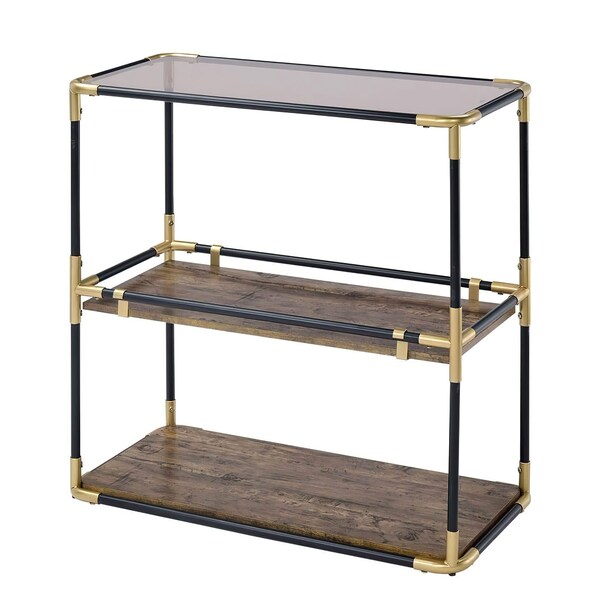 Acme Console Table in Black Gold and Smoky Glass - ER-0177BN