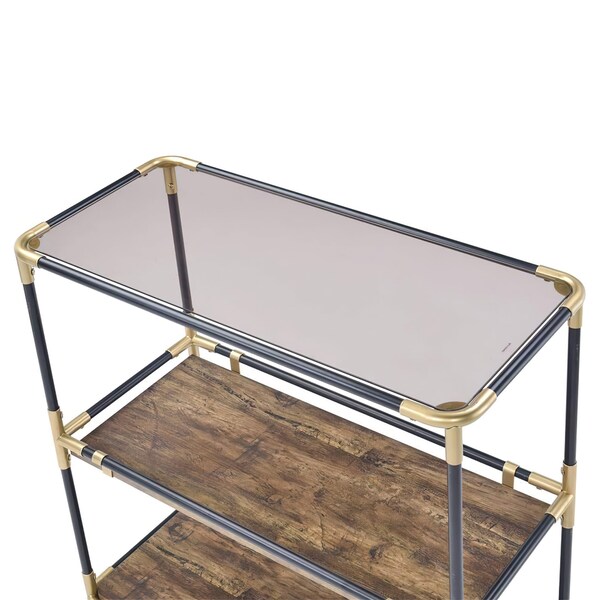 Acme Console Table in Black Gold and Smoky Glass - ER-0177BN