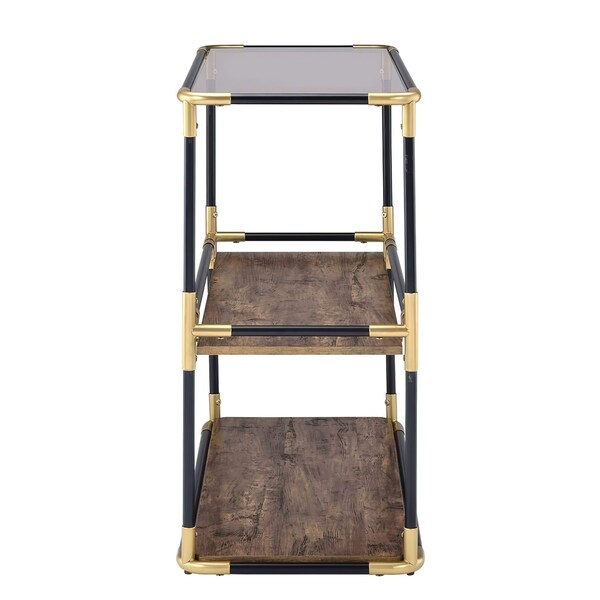 Acme Console Table in Black Gold and Smoky Glass - ER-0177BN