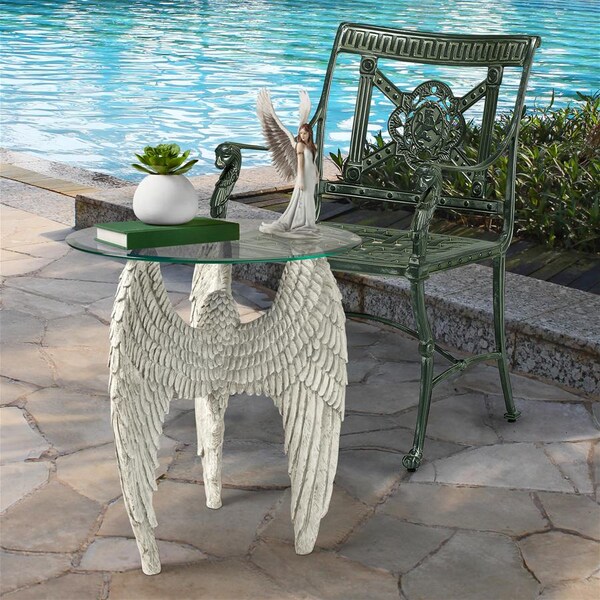 Design Toscano Angel Wings at Our Feet Glass-Topped Table - KY4132