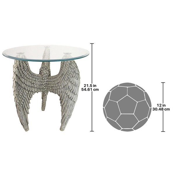 Design Toscano Angel Wings at Our Feet Glass-Topped Table - KY4132